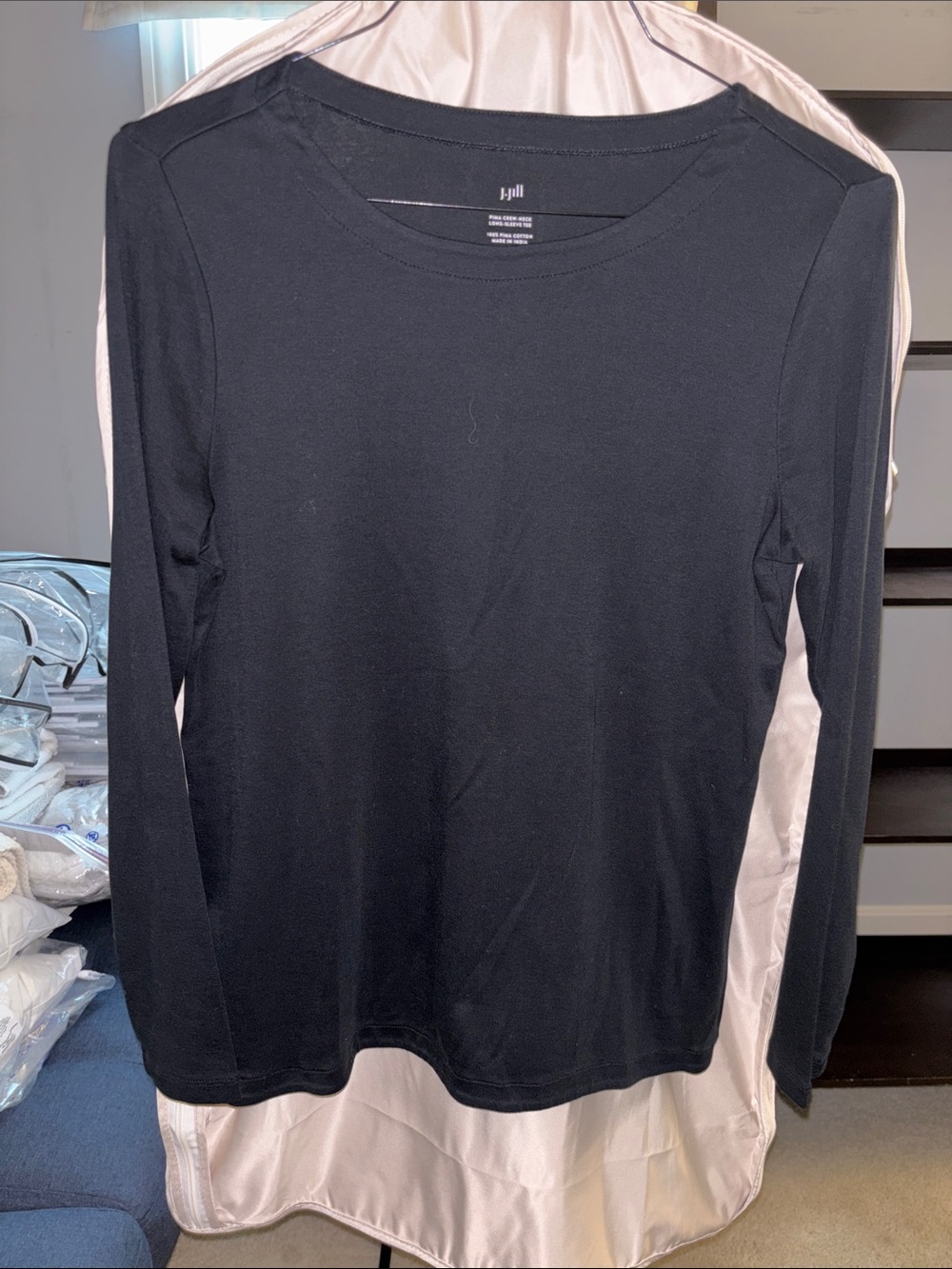 J. Jill Black Long-Sleeve Crew Neck Top